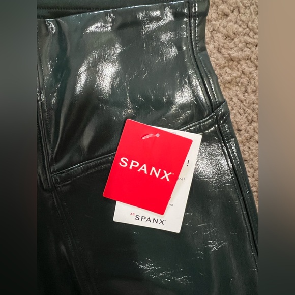 Spanx Faux Leather Leggings in Deep Green - Picture 7 of 7